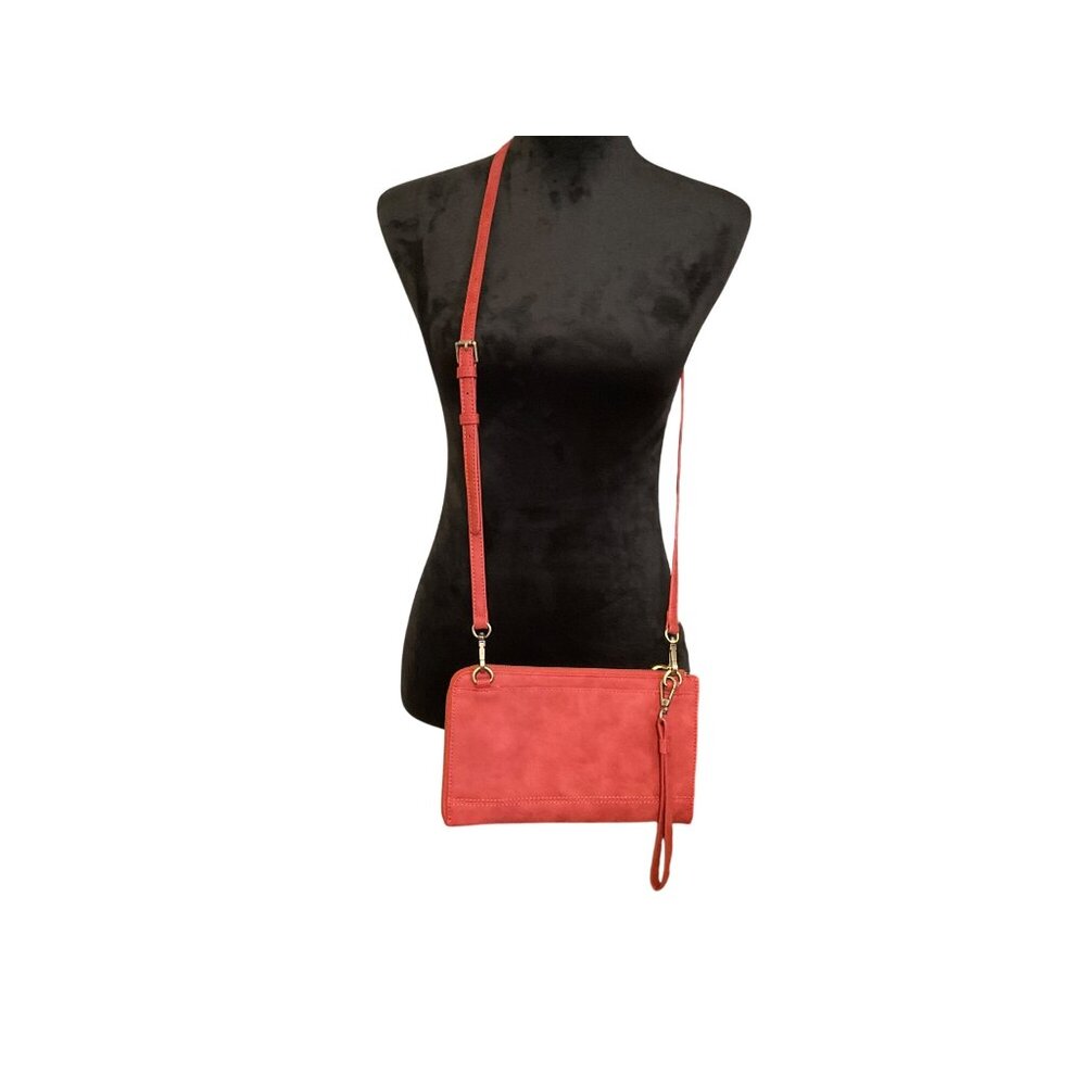 💖Red Crossbody Wristlet Purse With Adjustable Strap & Zipper Compartment
